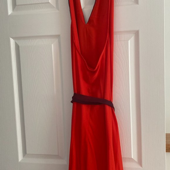 Haute Hippie Halter Silk Maxi Dress S Red Plum with belt - New - Picture 5 of 9